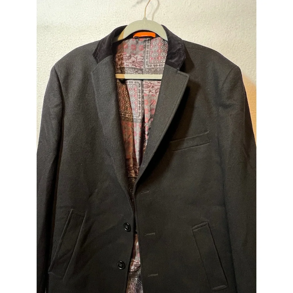Tallia Mens Black Wool‎ Blend Blazer Sport Coat Jacket Size L